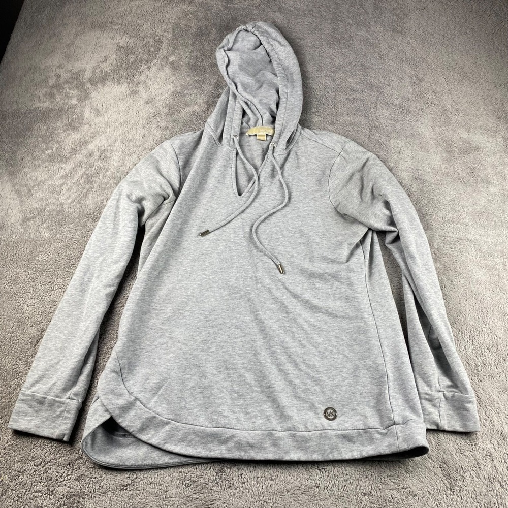 Michael Kors Hoodie Sweatshirt Womens Medium Gray Heathered Long Sleeve